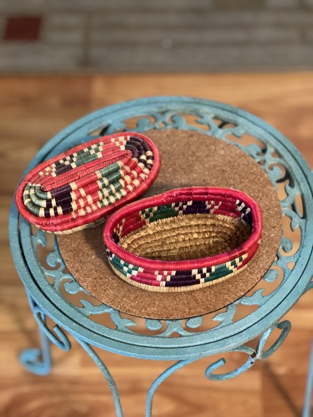 Small red basket with lid