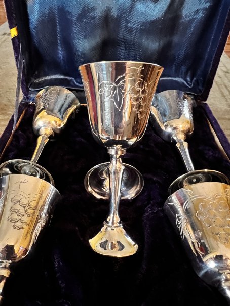 Silver Plate Cordial/Sherry Goblets in box