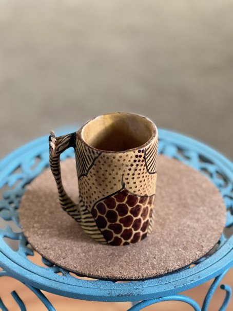 Hand-Carved Wooden Giraffe Cup